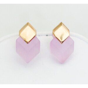 Vintage Pink Cubes Geometric Stud Earrings by Avon - A5